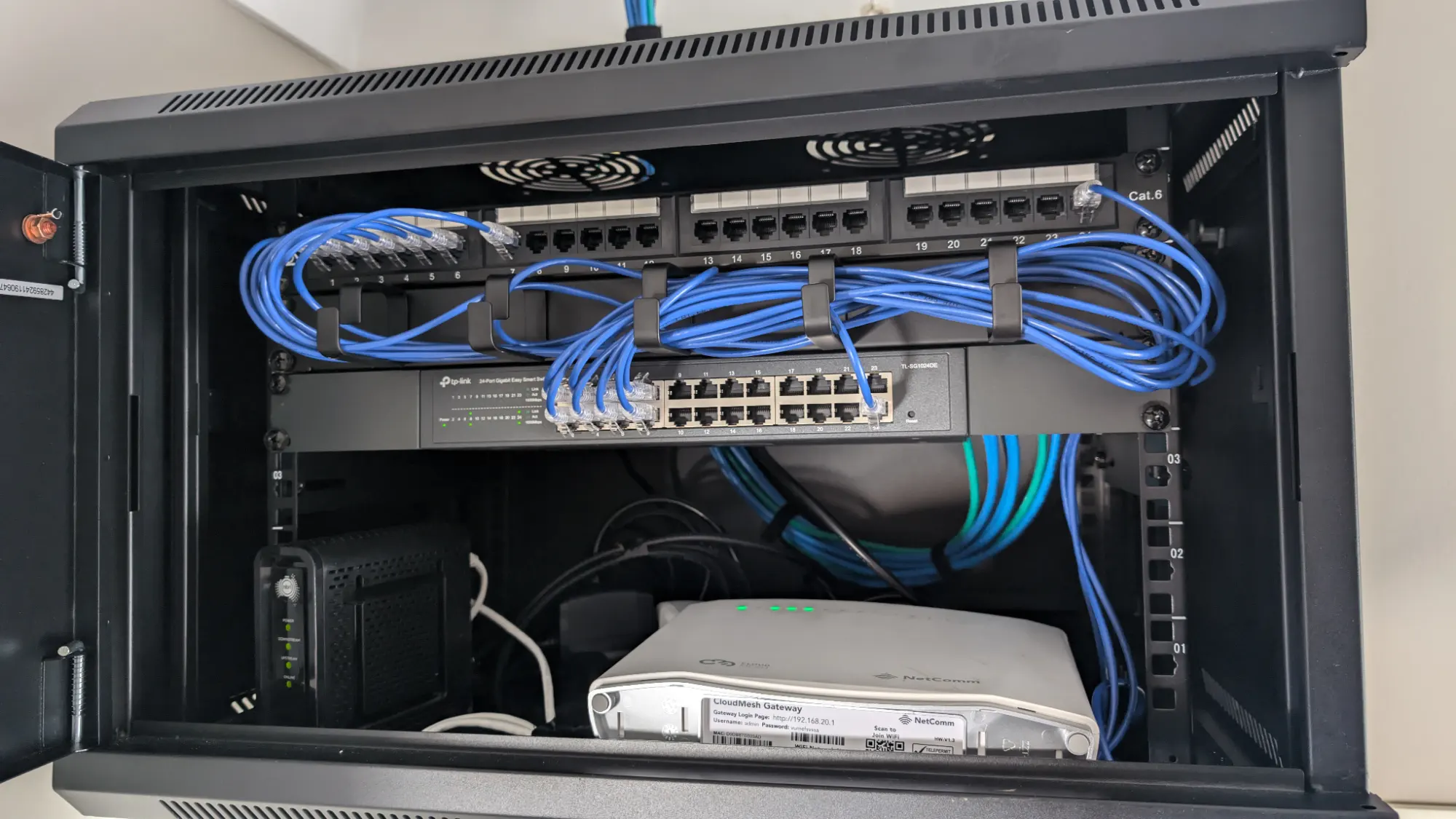 Small home network cabinet with patch panel in perth